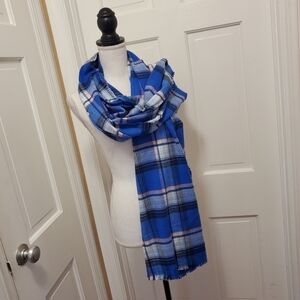 GAP Plaid Wrap Scarf Blue One Size